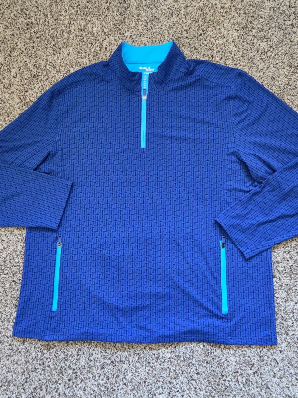 Birdie Bound 1/4 Zip Pullover Mens 2XL Royal Blue Golf Tee Print Zip Pockets